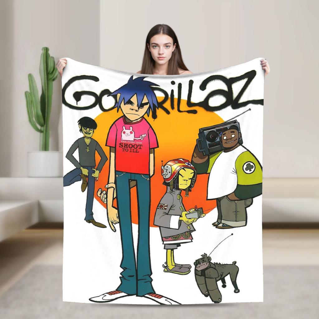 Music Band G-gorillazs Soft Blankets Picnic Plush Throw Blanket Aesthetic Home Decor Flannel Bedspread Sofa Bed Cover