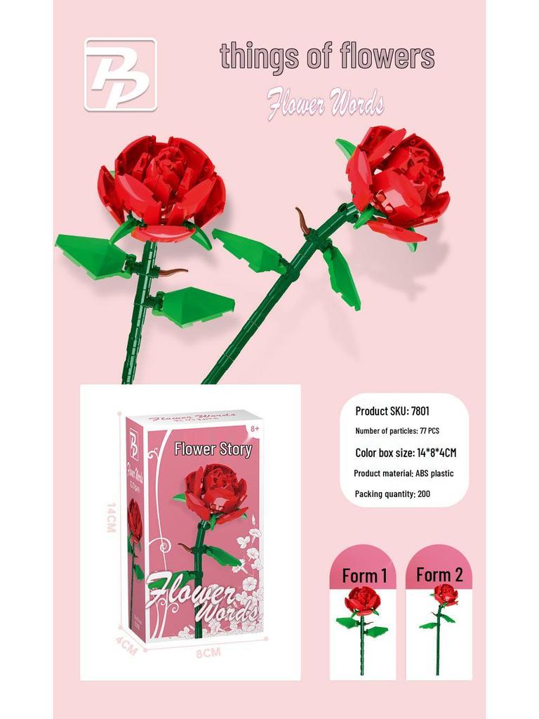 Goddess Festival Rose Building Blocks: DIY Handmade Flower Arrangement Kit with 38 Preserved Flowers