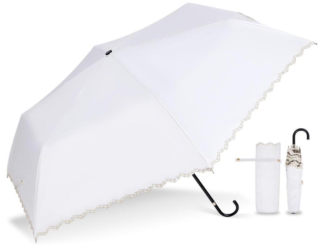 Elegant Ruffle Embroidery Folding UV JIS Certified by a Domestic Complete for Both Sunny and Rainy for 180g Classic Parasol, Umbrella,