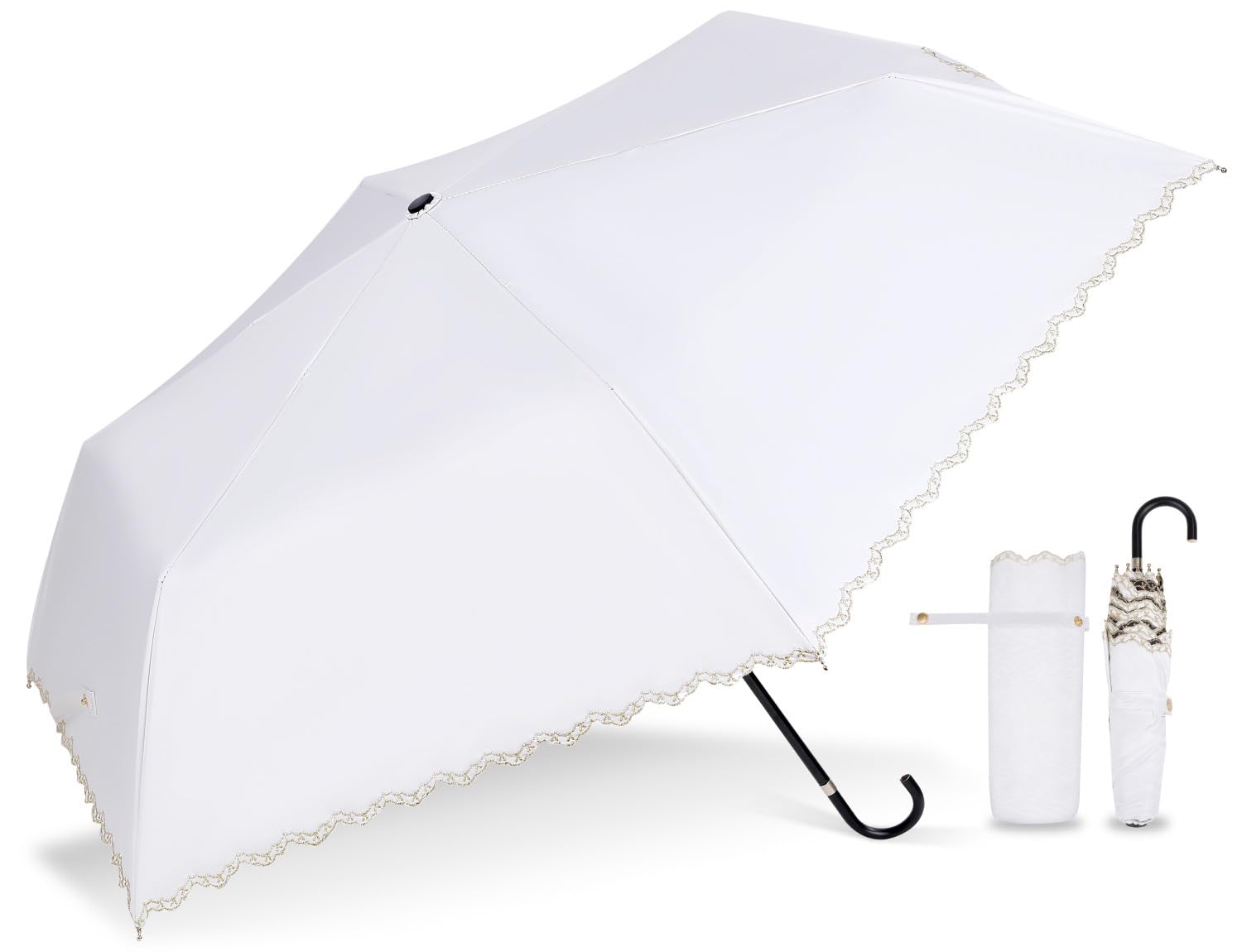 

Элегантная вышивка рюшами, складной УФ-зонт, сертифицированный JIS, полностью отечественный, для солнечной и дождливой погоды, 180 г, классический зонт от солнца, зонт,