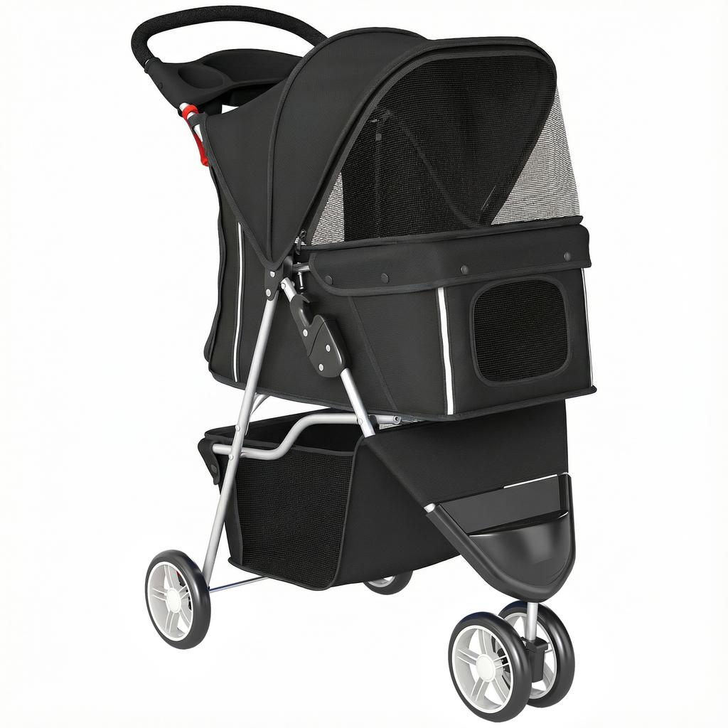 3 Wheel Pet Stroller for Small and Miniature Dogs, Black