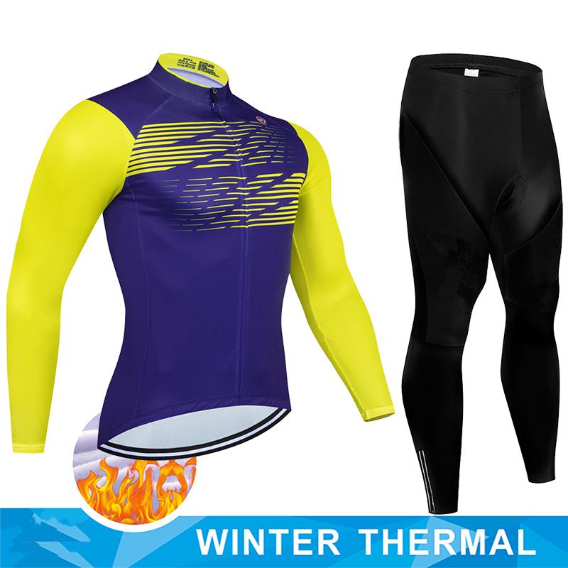 2025 Men Winter Thermal Fleece Cycling Jersey Set MTB Bike Uniform Warm Clothes Maillot Ropa Ciclismo Long Sleeve Clothing