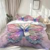 3pcs Pink Purple Bedding Set Blue Fantasy Style Butterfly Print Comfortable King Queen Twin Single Size Bithday Gift for Sister