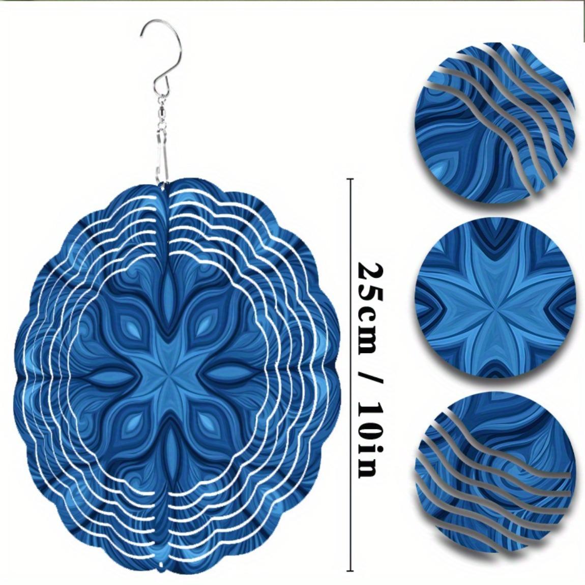 

Синий Металлический Ветряк Уличный Внутренний Садовый Декор Динамичная Кружащаяся Скульптура для Патио Двора Подвесной Крюк Круговой Дизайн Ветряки 01A