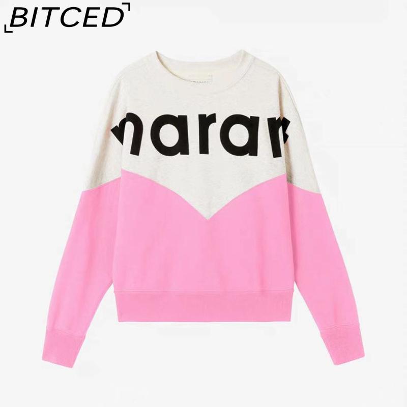 BITCED Women's Winter Colour-Blocked Fleece-Lined O-Neck Sweatshirt