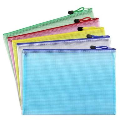 Transparent Random Colored Waterproof Fiber Mesh File Folder Bag Document Pouch Office School Stationery Book Case Bag Supplies
