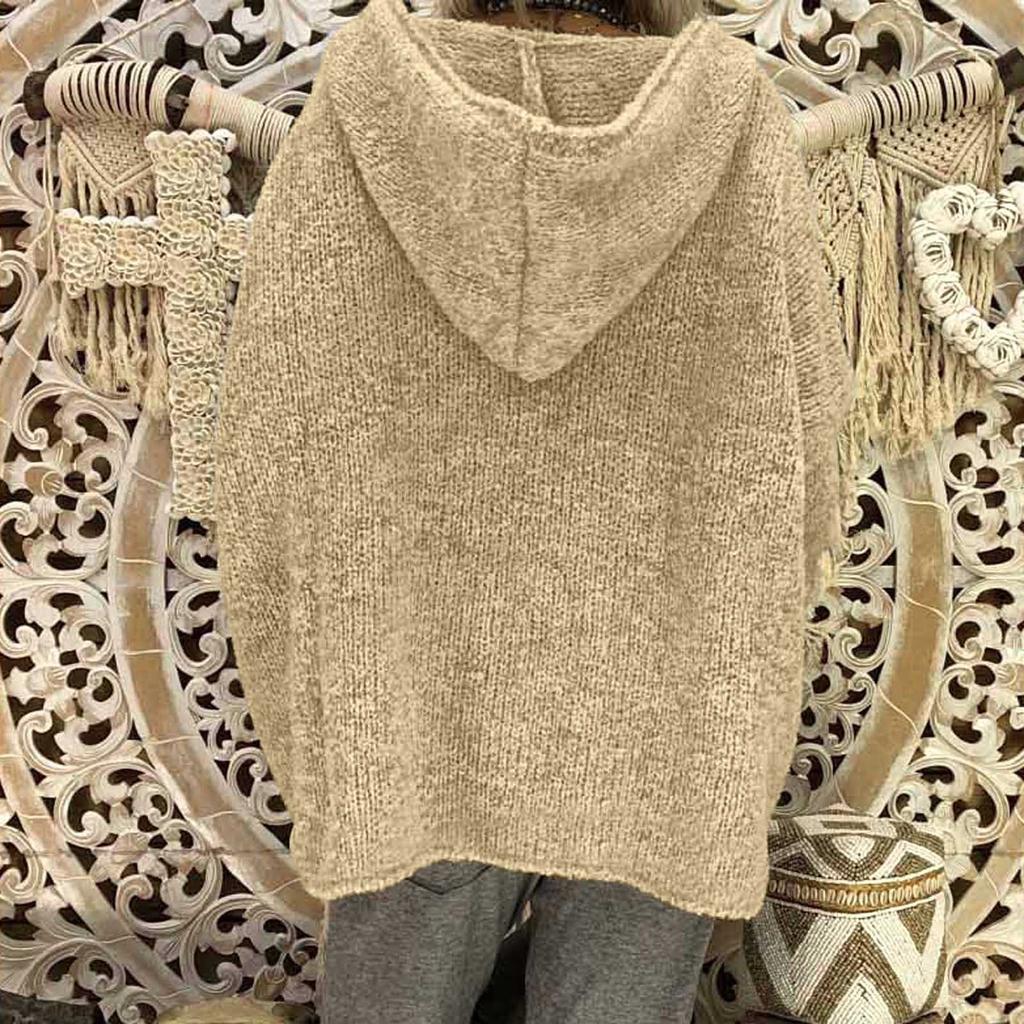Damenmode Locker Große Größe Einfarbig Kapuze Langarm Pullover Tops