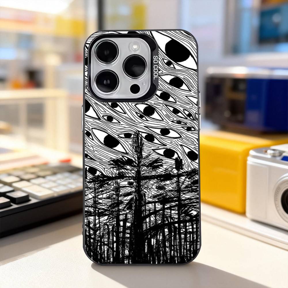 Horror Scary Face Eyes Phone Case For iPhone 11,12,13,14,15,16,17,Pro,Max,Plus,E,Air,Mini IMD Matte Black