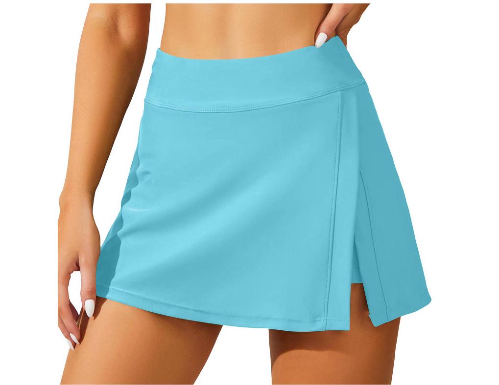 

2025 Быстросохнущая спортивная юбка для плавания с боковым разрезом и защитой от просвечивания Double Extra Large небесно-голубой