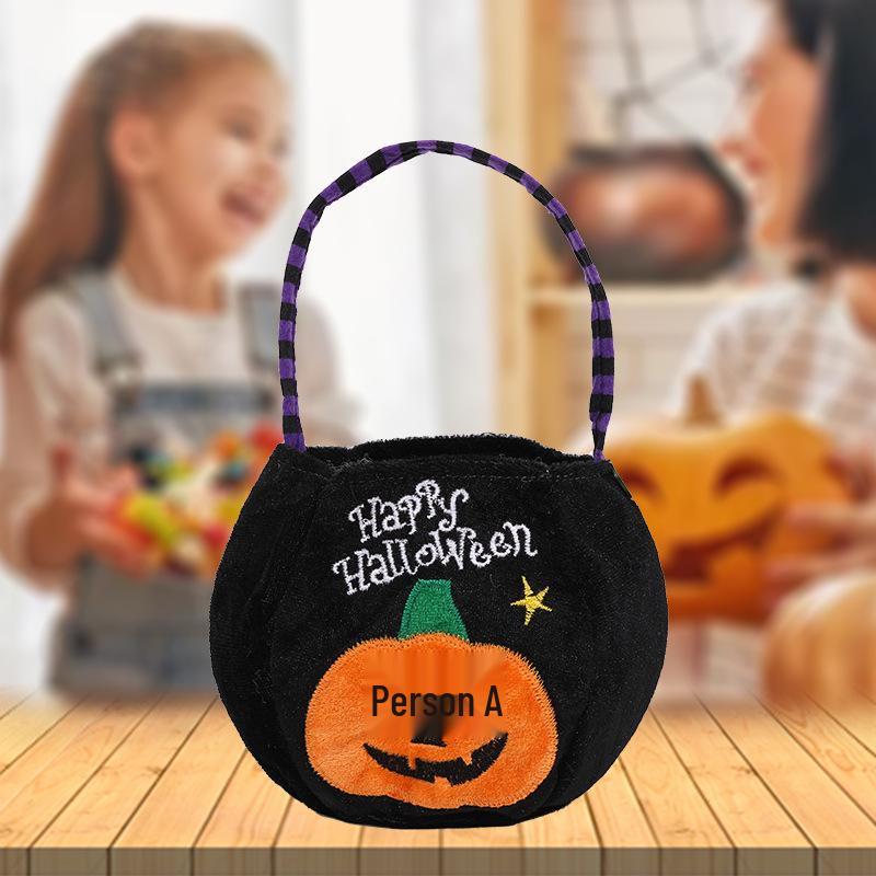 Halloween Pumpkin and Ghost Velvet Tote Bags for Kids