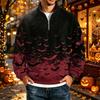 Men's Halloween Print Raglan Sweatshirt Loose Fit Stand Collar Casual Top