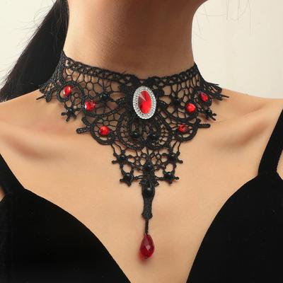 Gothic Lace Clavicle Necklace - Exaggerated European Style Jewelry for Women