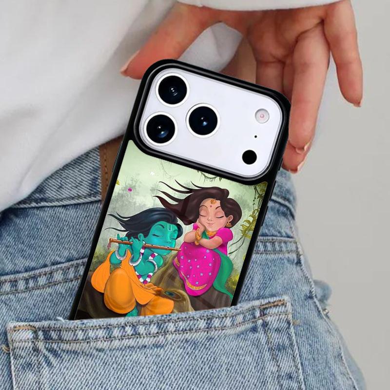 Lord Krishna Radha Phone Case for iPhone 17ProMax 12 13 14 15 16e 17 Pro Max Plus Air Cover