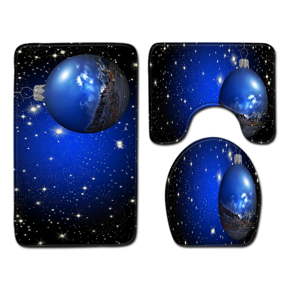 Christmas Bathroom Floor Mat Toilet Three-Piece Set