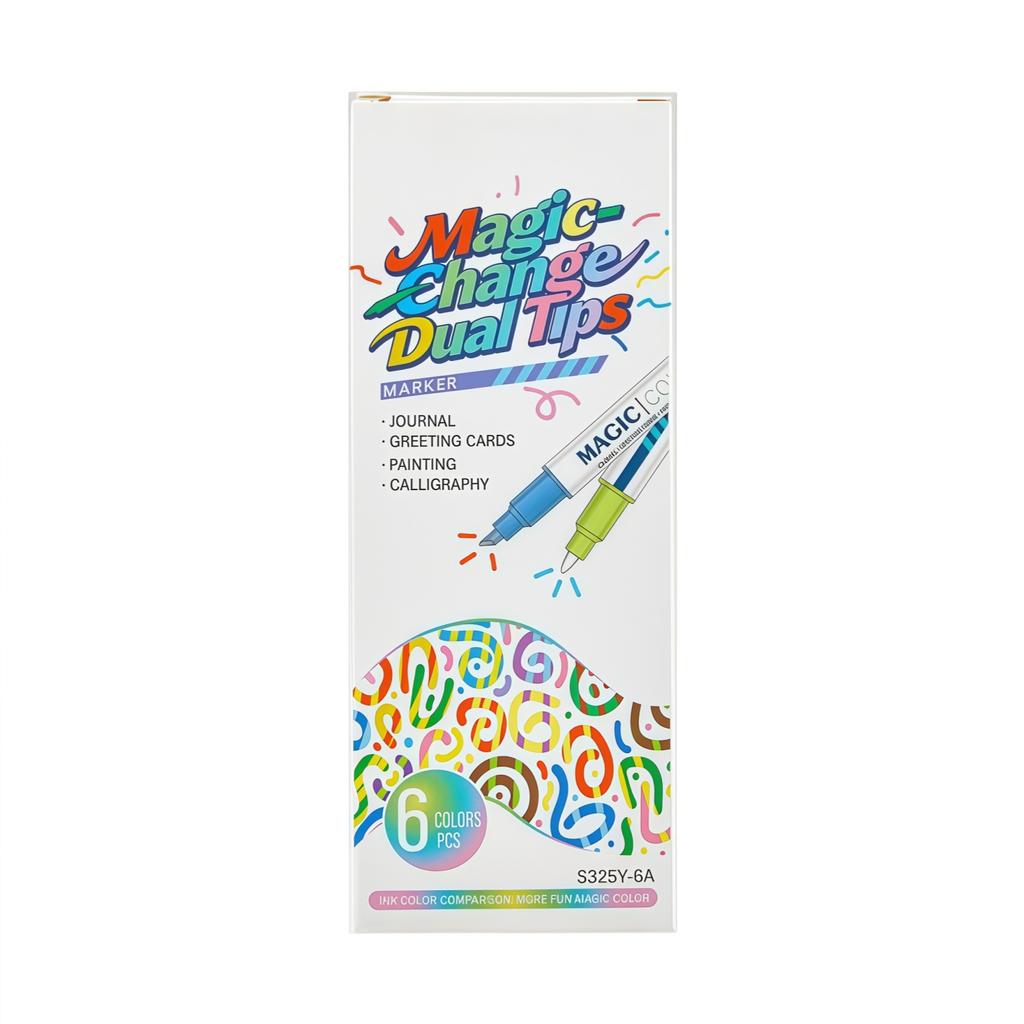 6/12Pcs Double-Ended Magic Color-Changing Marker Pens, Art Pen Set For Diy Crafts And Painting