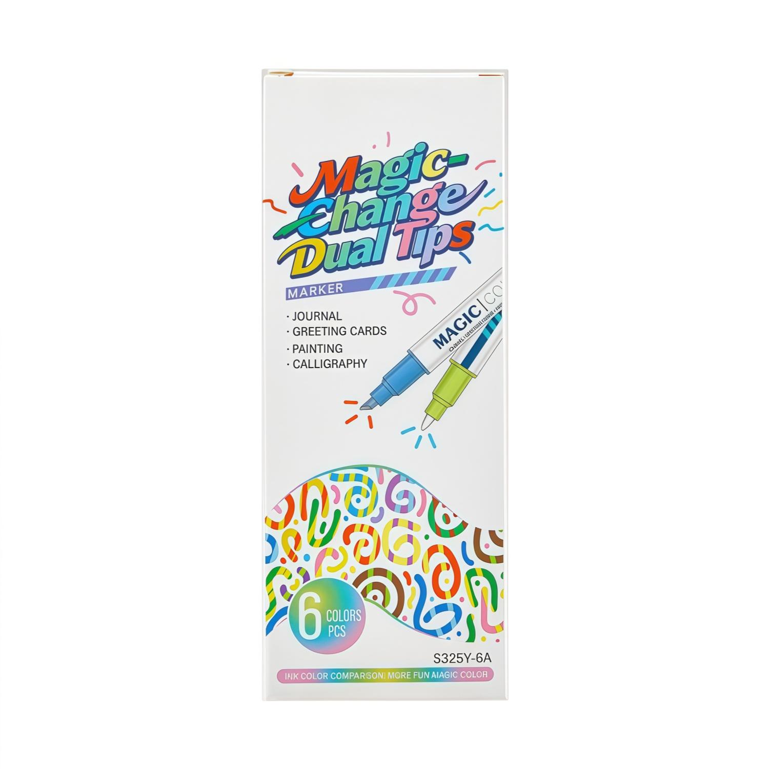 

6/12Pcs Double-Ended Magic Color-Changing Marker Pens, Art Pen Set For Diy Crafts And Painting