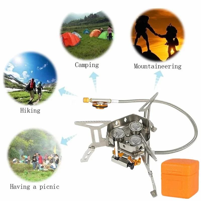 Mini aragaz portabil de camping pe gaz, de exterior, rezistent la vânt, aragaz split, arzător pliabil 5800W, instrument de gătit pentru exterior, drumeții, picnic, grătar