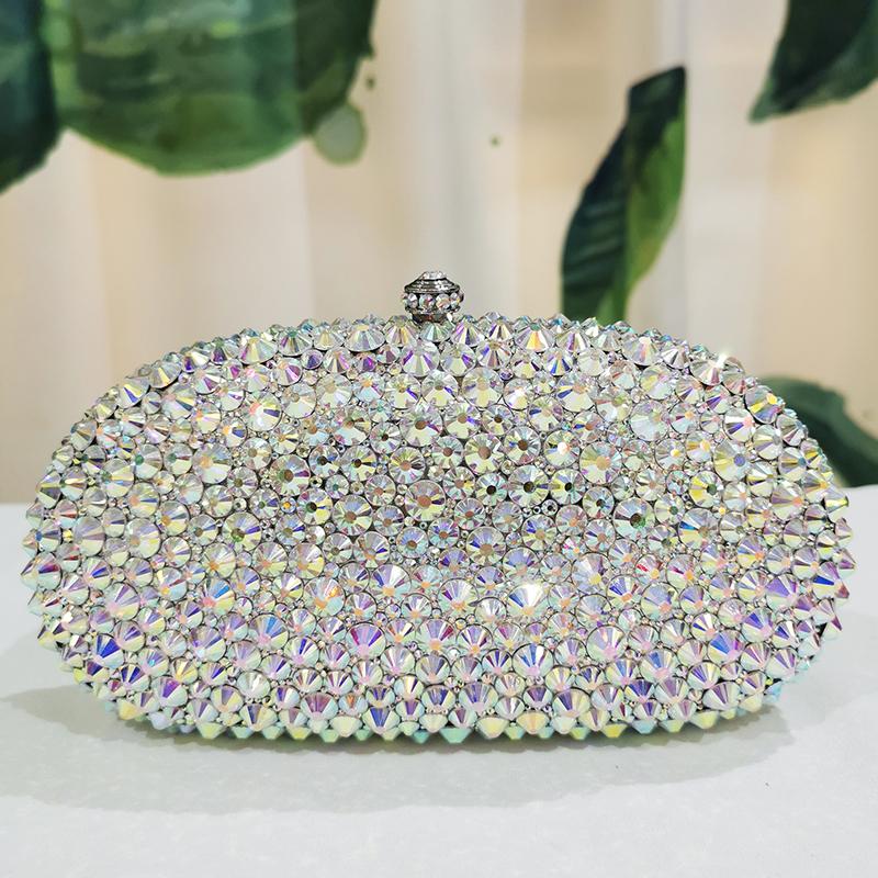 Dumpling Shape Evening Purses WHTUOHENG Bling Diamond Bridal Clutches Women Little Crystal Purse Sparkling Lady Party Handbang