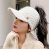 Empty Top Duck Tongue Cap Padded Warm Visor Cap Fashionable Ponytail Hat  Autumn and Winter