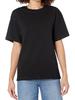 T-shirt Casual Rond Noir et Blanc pour Femme en Coton - Confortable et Polyvalent Style Européen-Américain, Tendance Actuelle