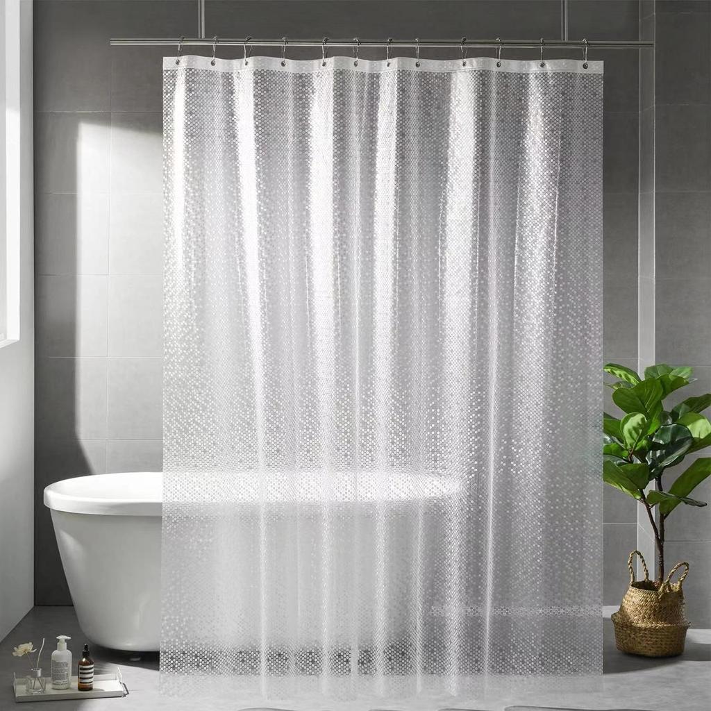 EVA Waterproof Thickened Transparent Shower Curtain - Moisture-Proof, No-Punch Installation