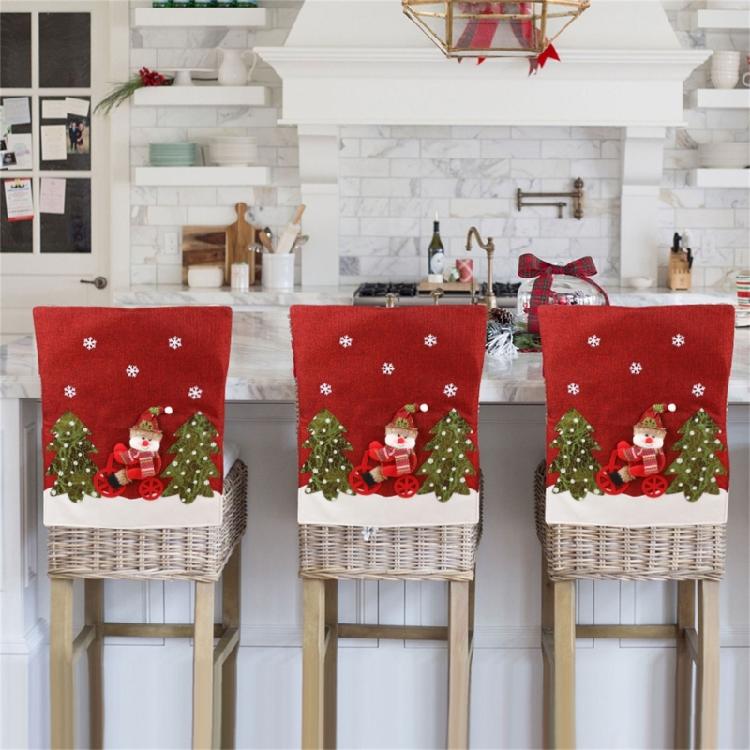 Christmas Chair Cover Santa Snowman Deer Hat Dining Chair Decoration Festive Party Decoration Wedding Party