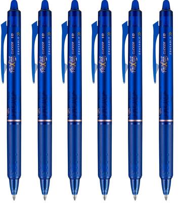 PILOT Frixion Clicker Pen Erasable Gel Broad 1.0mm Pen, Tip, 6-Pack (Blue)