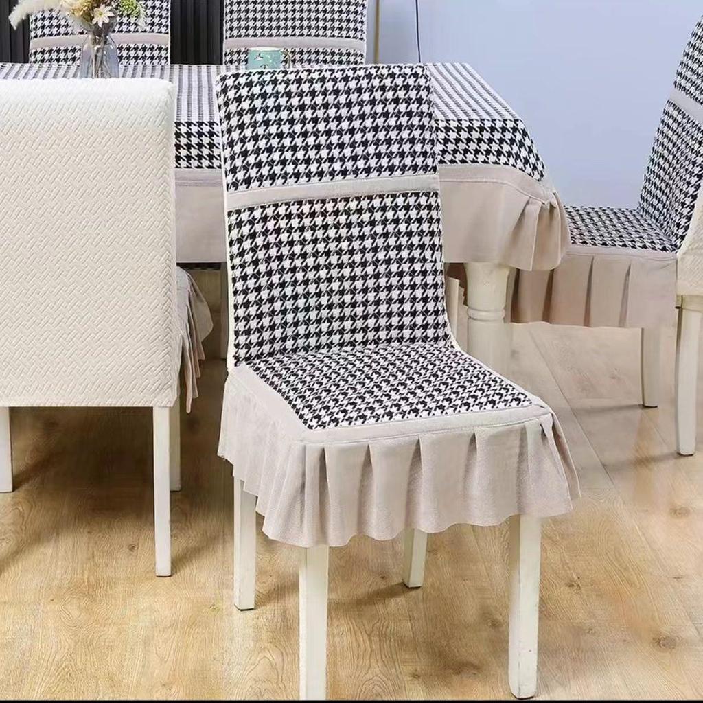 All-Season Dining Chair Cover with Built-In Backrest Pad and Cotton Padding