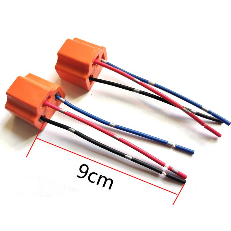 4Pcs High Quality Ceramic H4 Socket Connector Base Female Plug Adapter Copper Wires For Car HB2 9003 Headlights Bulbs