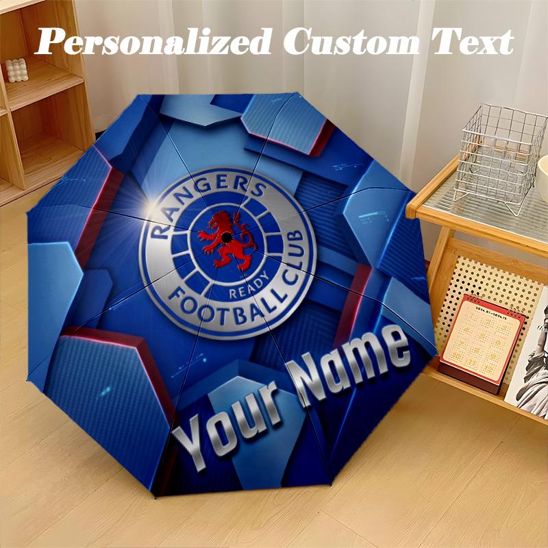 8 Rib Auto Folding Umbrella Rangers FC Print Custom Name Text Portable Rain Gear