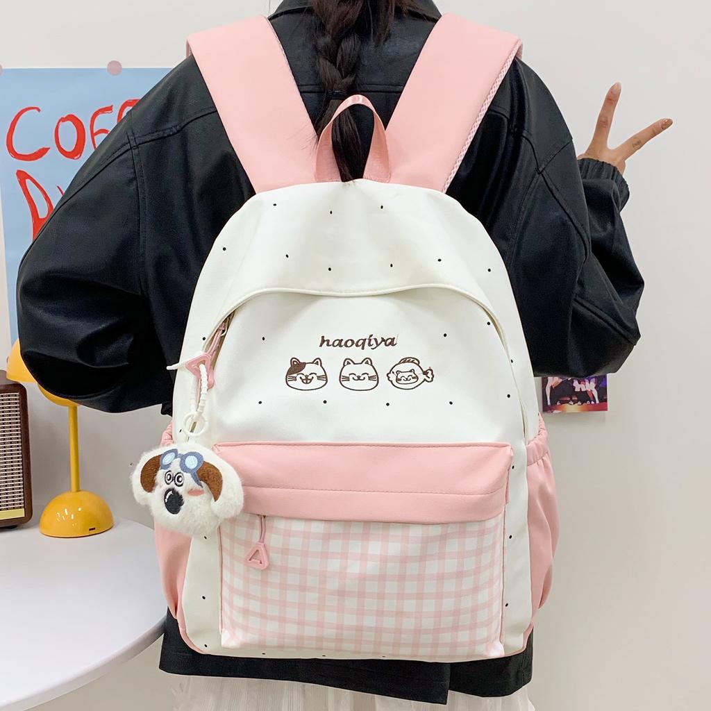 Schoolbag new contrasting color small fresh backpack female high school college student large capacity lightweight schoolbag Mori simple backpack