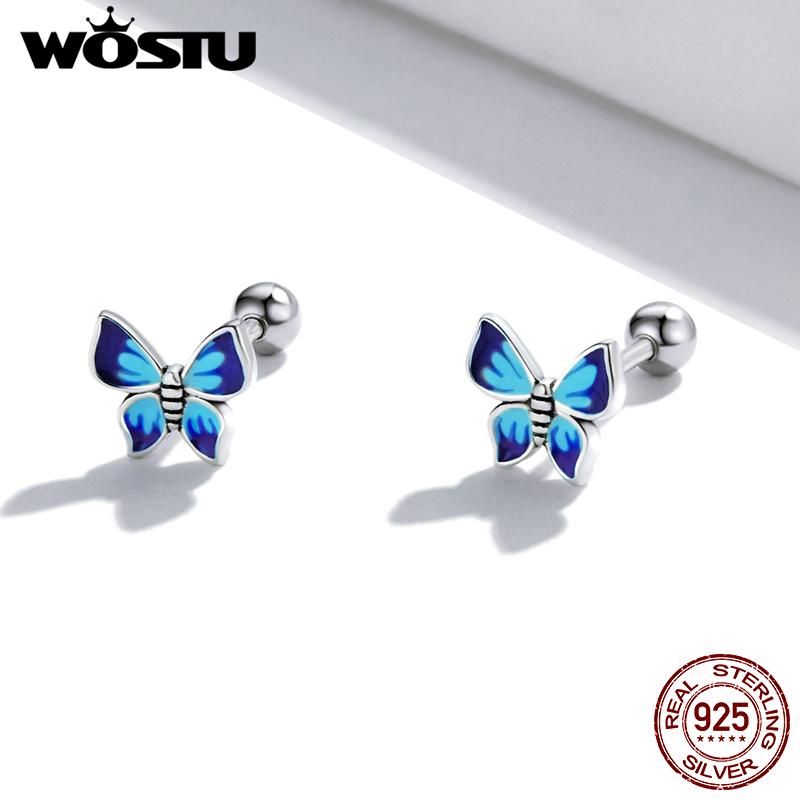 925 Silver Mini Flower Butterfly Bird Bee Stud Earrings Rainbow Moonstone Kitty Cat Ear Studs Girl Party Jewelry