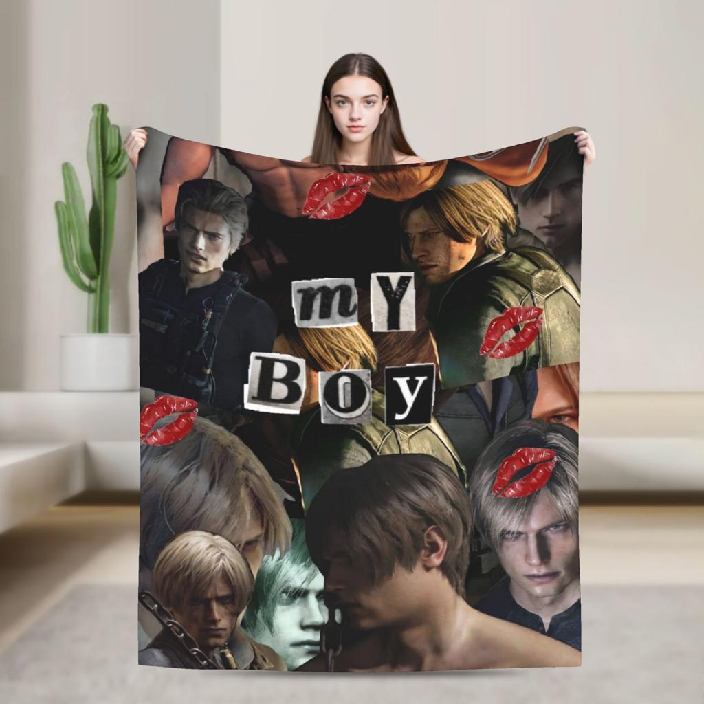 Leon Kennedy Resident Evils Blanket Quality Soft Warm Bedding Throws Spring Children Living Room Graphic Bedspread