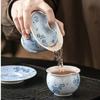 117ML Sprinkled Blue Daisy Cover Bowl High-end Exquisite Three Talents Hand-painted Ceramic Tea Bowl with Cover Kung Fu Tea Set