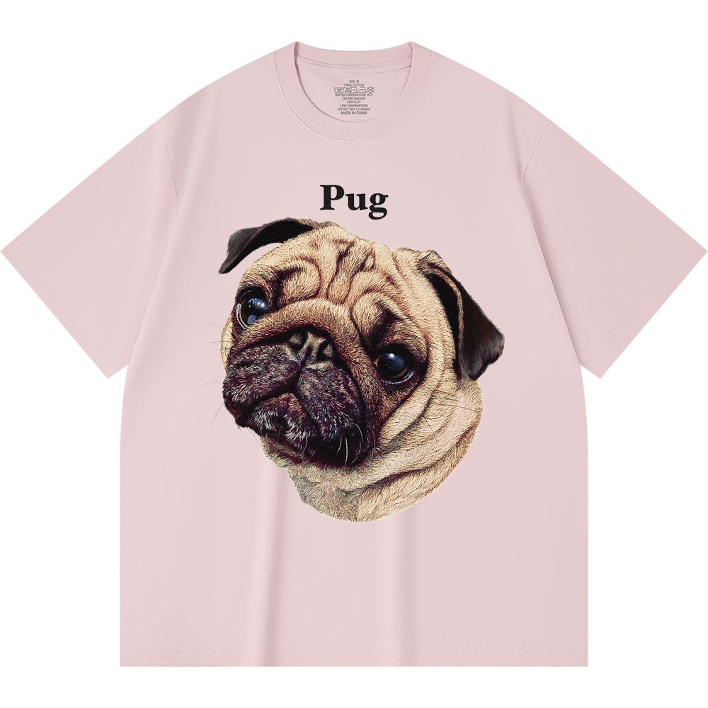 

Футболка из 100% хлопка плотностью 230 г/м2 с принтом мопса, забавная футболка из чесаного хлопка в стиле Харадзюку L розовый