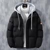 Fake Two-piece Cotton-padded Coat for Men's Winter New Thickened Hooded Couple Velvet Cotton-padded Jacket Trendy Bread Jacket for Men