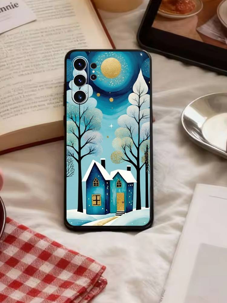 

Starry Night Whimsical landscape Phone Case For Samsung S26,S25,S24,S23,S22,S21,S20,Ultra,Plus,FE Black Soft Cover Samsung S24fe