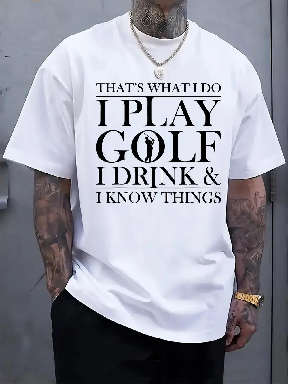 

Casual Golf-Themed T-shirt - I PLAY GOLF S