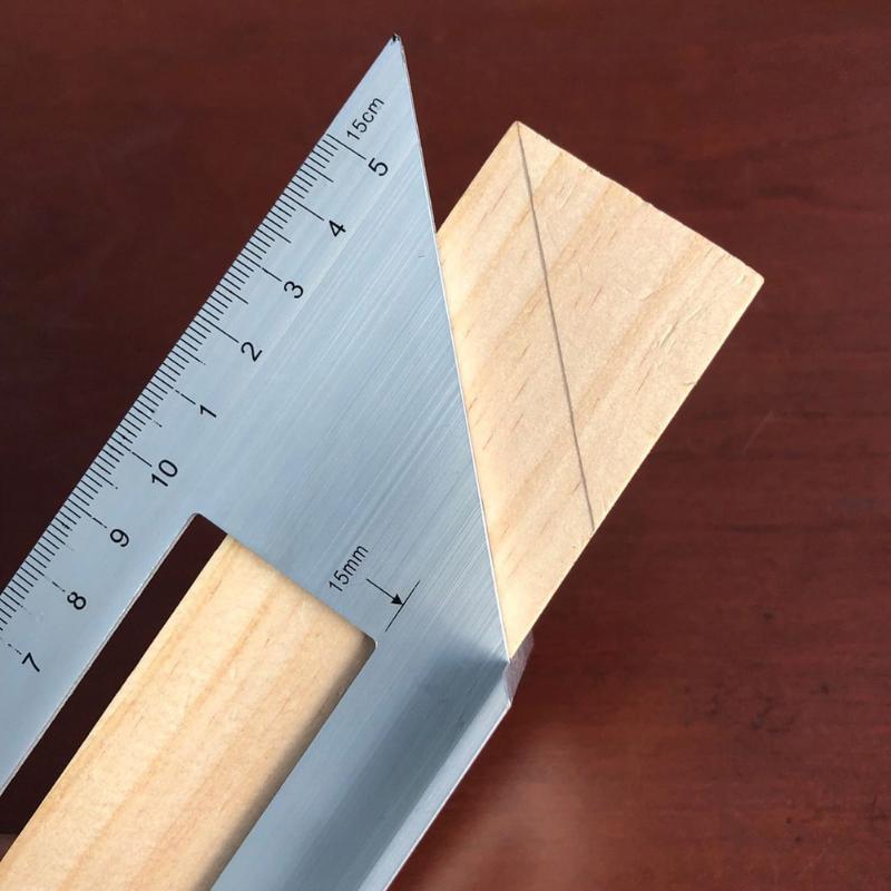 Aluminum Alloy 45° & 90° Angle Ruler Multifunctional Tri-Square Woodworking Layout Tool for Marking, Measuring, Carpentry