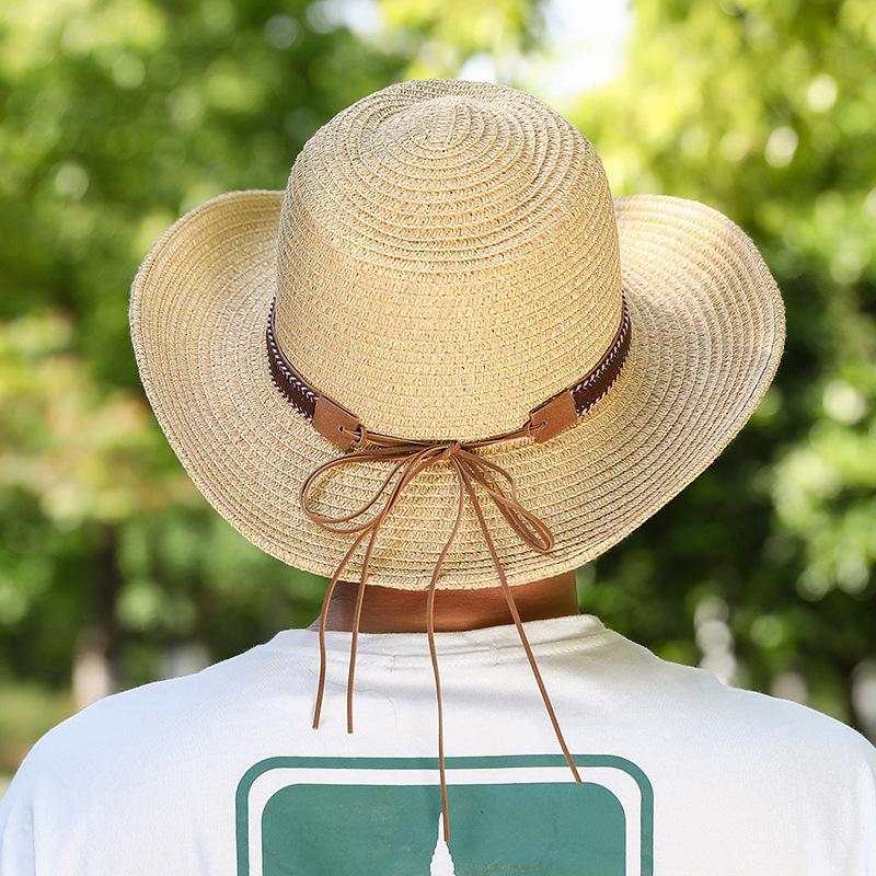 Spring and Summer Sun Hat Western Cowboy Straw Hat Outdoor Beach Hat Sunscreen Sun Hat Big Brim Summer