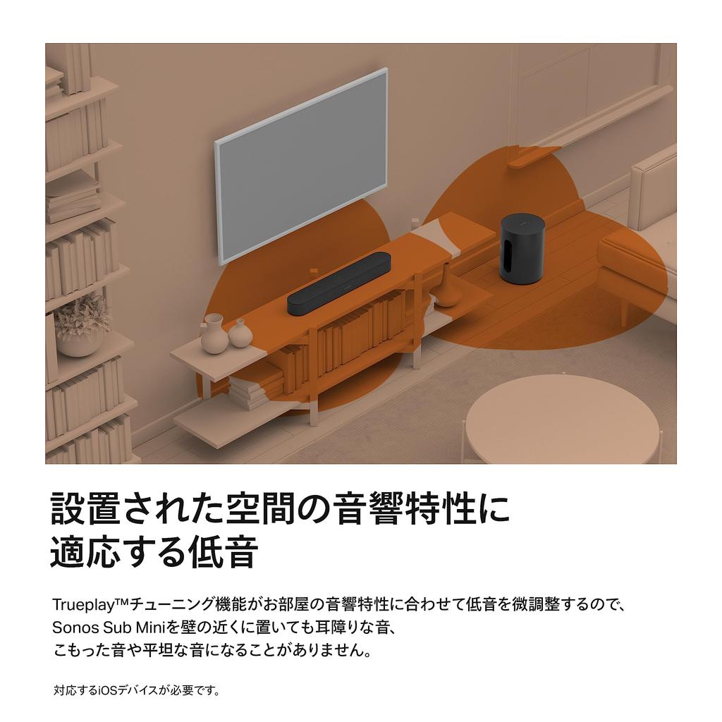 Sonos Sub Mini Mini Subwoofer Immersive Sound Wifi Compatible Black SUBM1JP1BLK