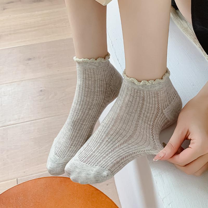 White Socks Summer Thin Breathable Solid Color Basic Collegiate Style Lace Socks Are Versatile And Cute