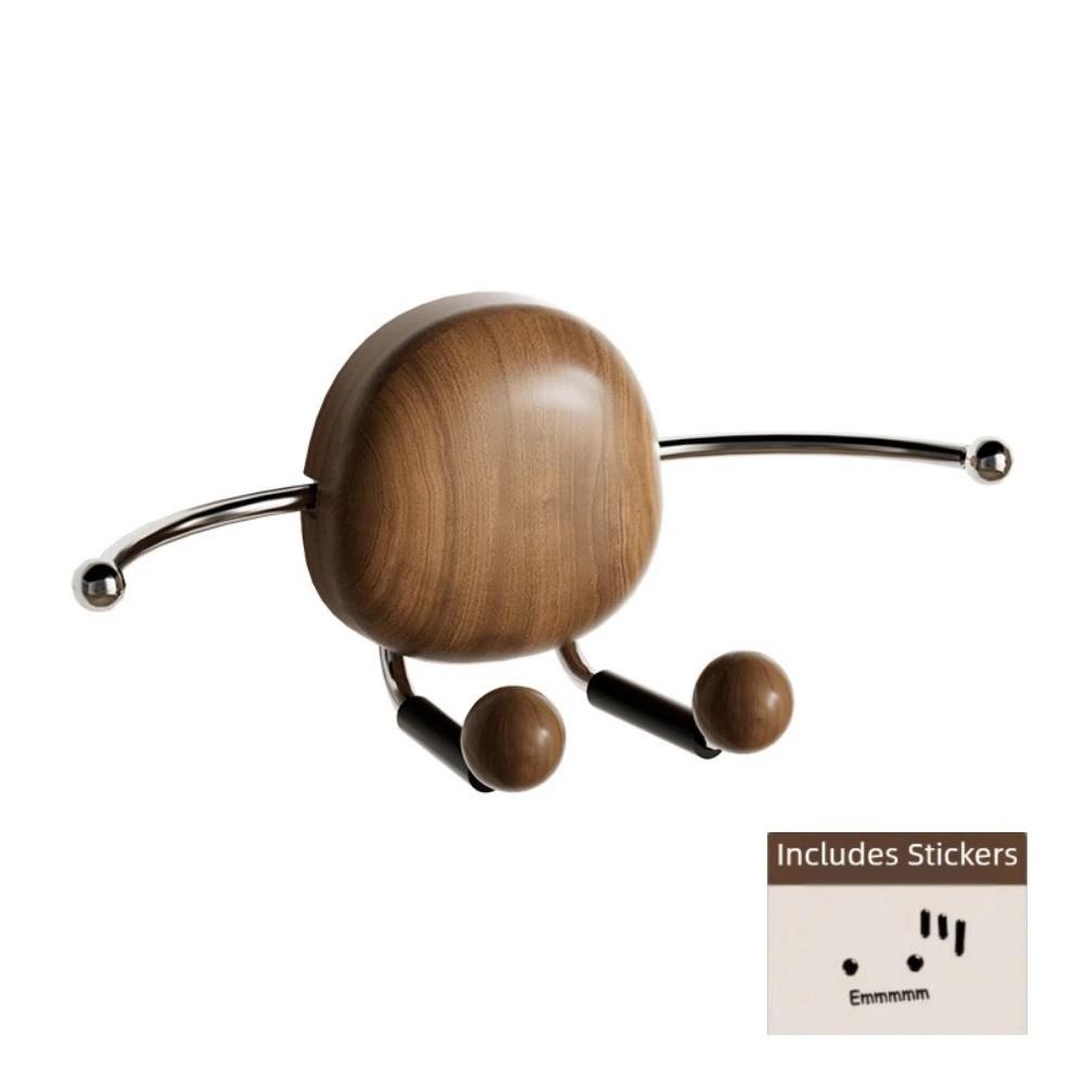 Stainless Steel Wall Mounted Organizer with 4 Hooks Wooden Hook Rack Entryway 1240₽