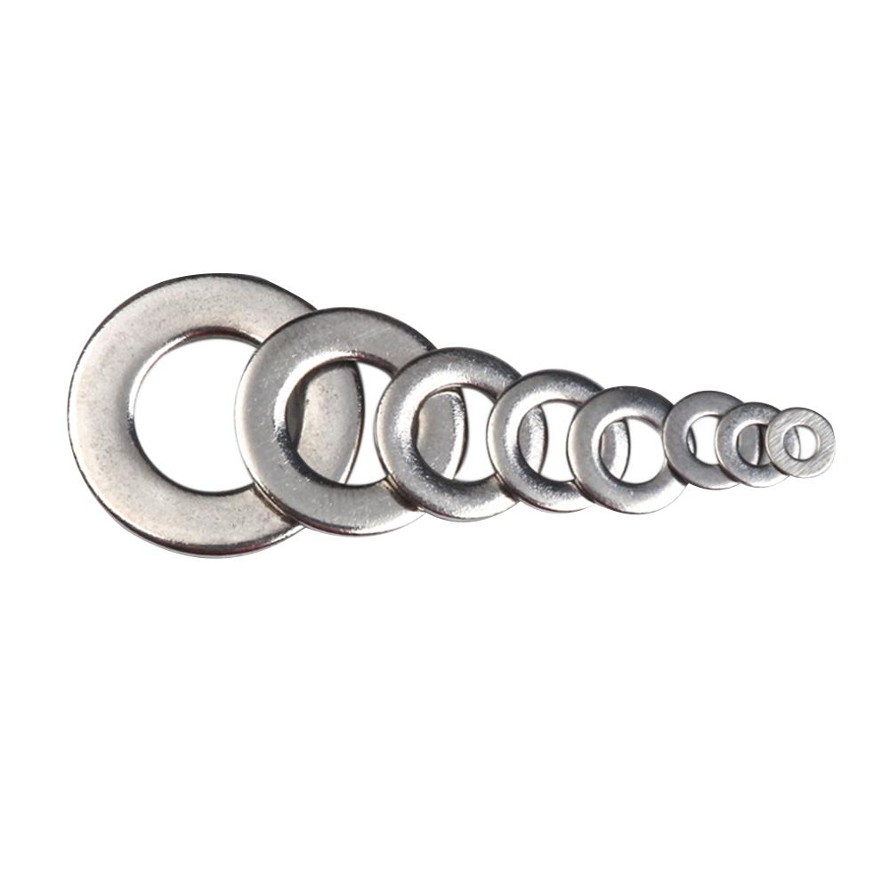 Stainless Steel Flat Washers Assortment, 360 Pieces, 8 Sizes, Kit with Storage Box, Portable for  , Home Repair Workshop, General Use