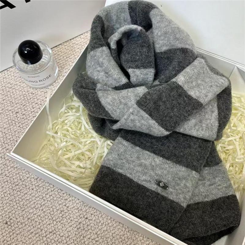 Versatile Casual Warm Contrast Color Scarf Student Knitted Striped Color Matching Korean Couple Scarf