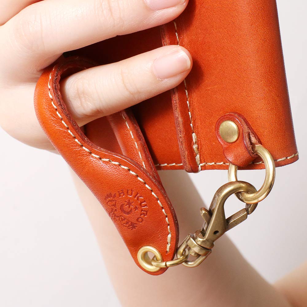 [HUKURO] Leather Strap, Shoulder Strap, R Keychain, Men s & Women s, Orange
