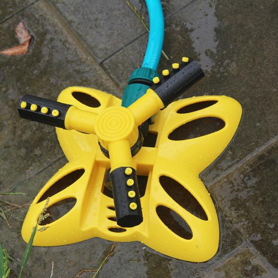 360-Degree Rotation Lawn Sprinkler with 3 Arm Leakproof Large Coverage Area Irrigation System Easy Assembly Automatic Water Sprinkler
