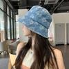 Love Heart Print Denim Bucket Hats for Women Korean Summer Panama Fisherman Caps Outdoor Travel Lady Sunscreen Basin Caps