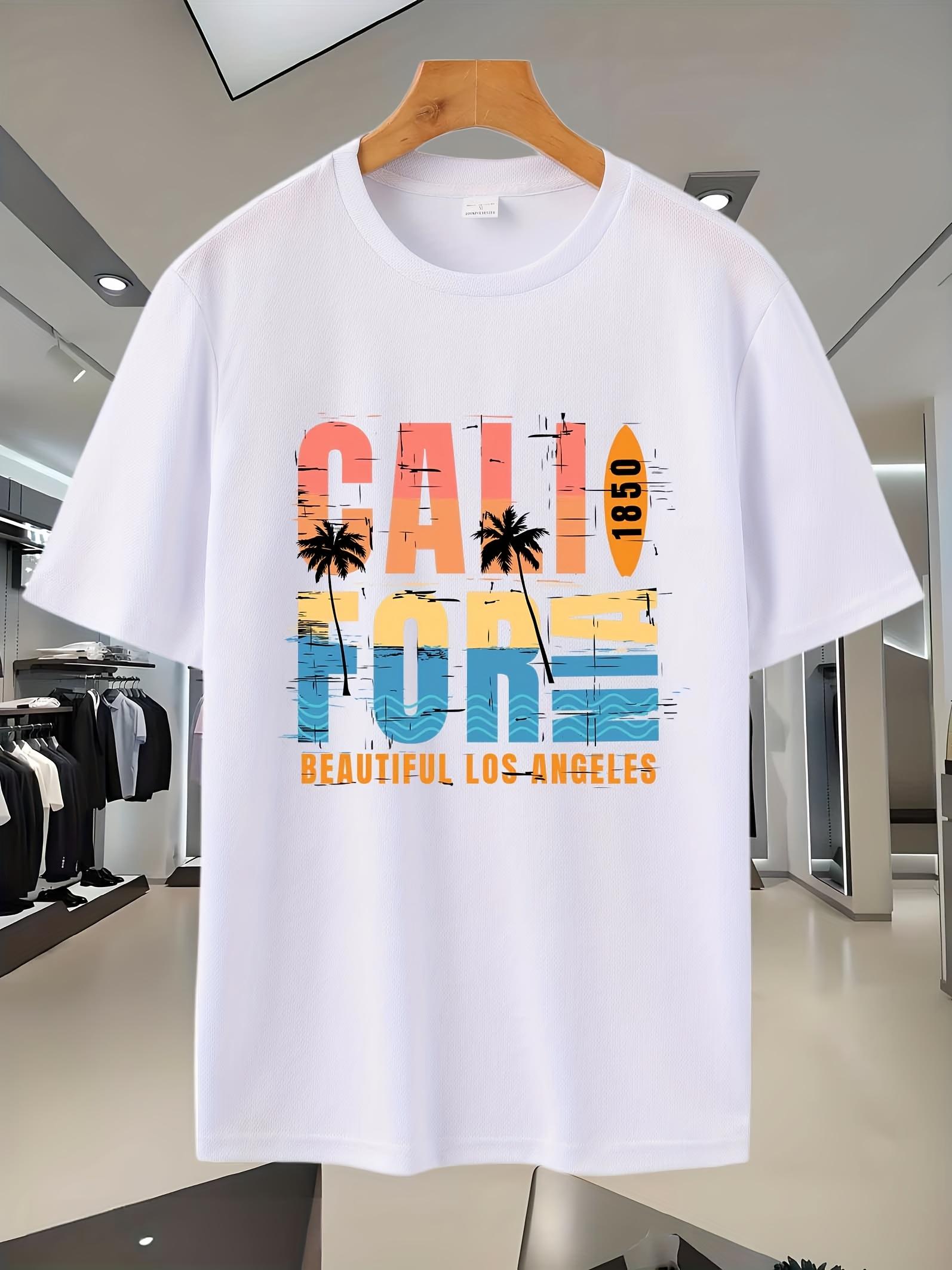 51G California Graphic Print Short Sleeve T-shirt - Breathable Mesh Fabric M