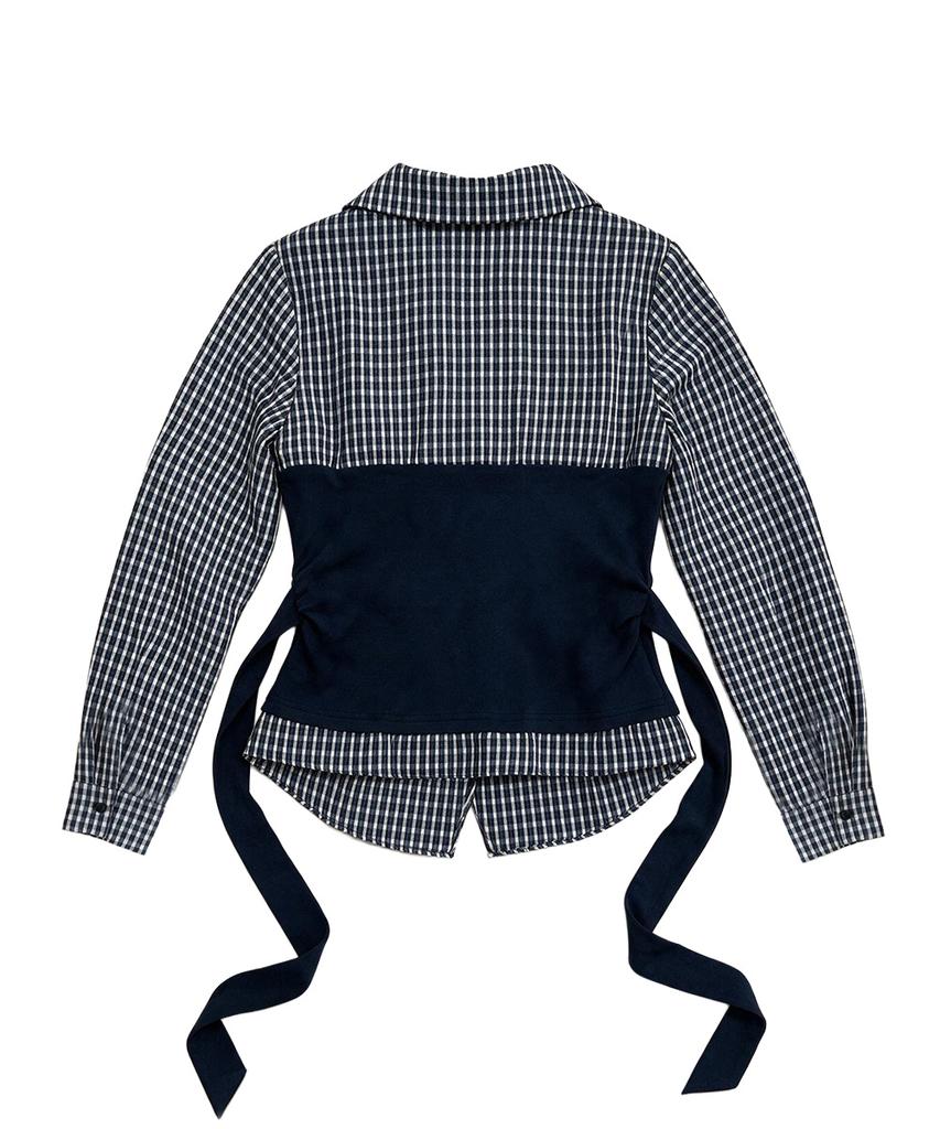 THE GREEN LAB Wrap-Up Check Shirt [Navy]